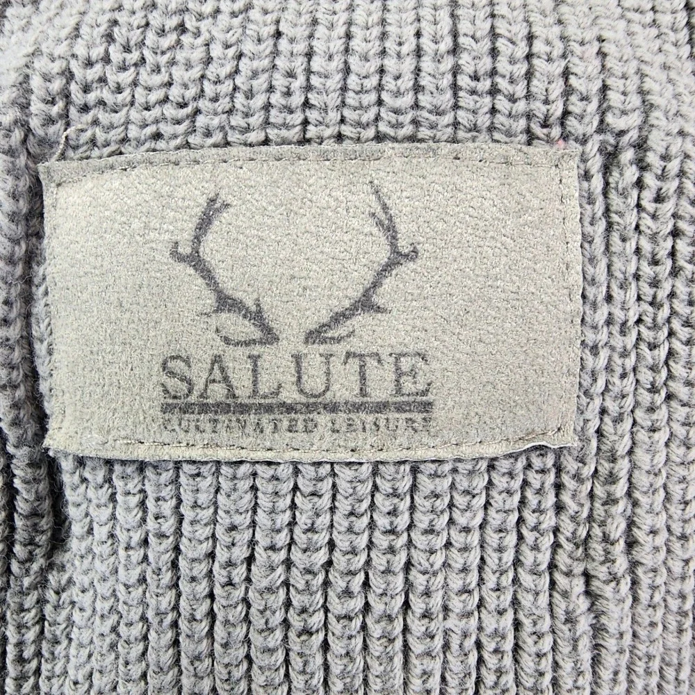 Salute Men L Gray Shawl Neck Minnesota Wild Cable Knit Toggle Sweater NHL Hockey